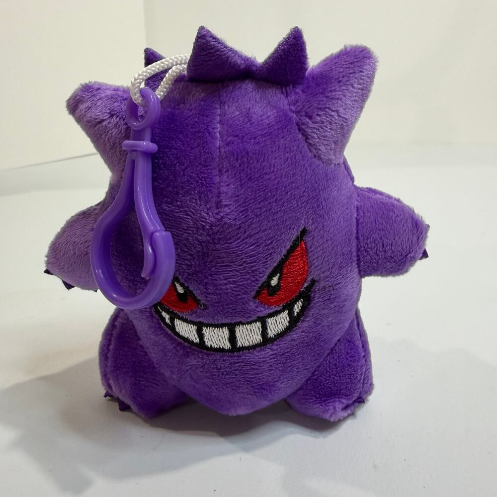 Pokemon Gengar Purple Plush Keychain Clip Stuffed Toy Backpack Bag Charm